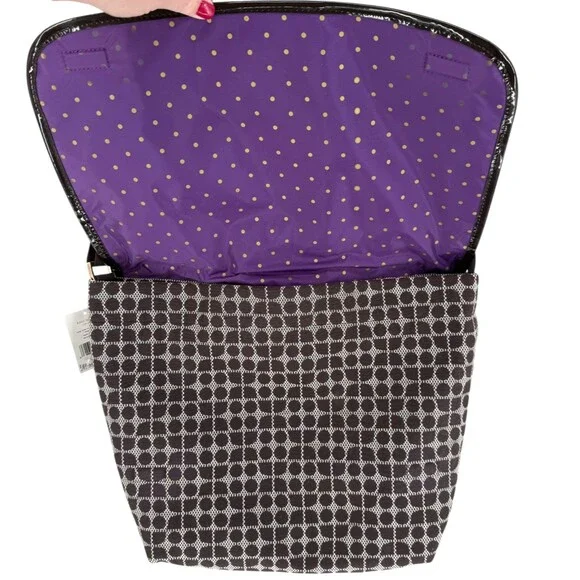 Kate Spade Classic Noel Dot Diaper Bag Large Brown Purple Y2K Stripe Messenger - Picture 5 of 12